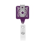 Porte-badge rétractable carré impression intégrale couleur violet troisième vue