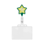 Porte-badge rétractable impression intégrale en forme d’étoile couleur vert bouteille