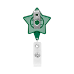 Porte-badge rétractable impression intégrale en forme d’étoile couleur vert bouteille troisième vue