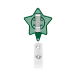 Porte-badge rétractable impression intégrale en forme d’étoile couleur vert bouteille troisième vue