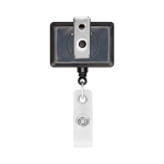Porte-badge rétractable impression intégrale de forme rectangulaire couleur noir troisième vue