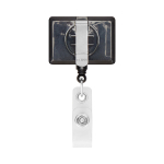 Porte-badge rétractable impression intégrale de forme rectangulaire couleur noir troisième vue
