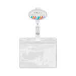 Porte-badge rétractable impression intégrale de forme ovale couleur blanc