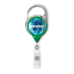 Porte-badge rétractable rond impression intégrale avec mousqueton couleur vert bouteille