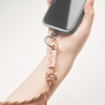 Dragonne courte pour téléphone impression intégrale avec nœud couleur orange