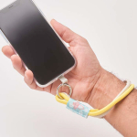 Double cordon pour téléphone impression intégrale avec patch couleur jaune
