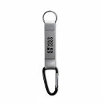 Porte-clés impression intégrale en ruban de polyester avec mousqueton couleur gris vue avec zone d'impression