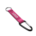 Porte-clés impression intégrale en ruban de polyester avec mousqueton couleur fuchsia