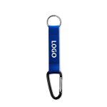 Porte-clés impression intégrale en ruban de polyester avec mousqueton couleur bleu ultramarine
