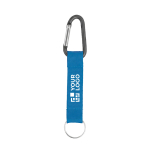 Porte-clés impression intégrale en RPET avec mousqueton et anneau couleur bleu vue avec zone d'impression