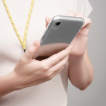 Tour de cou impression intégrale ajustable en polyester pour téléphone couleur jaune cinquième vue