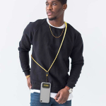 Tour de cou impression intégrale ajustable en polyester pour téléphone couleur jaune