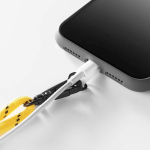 Tour de cou bicolore ajustable en RPET pour téléphone couleur jaune cinquième vue