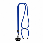 Tour de cou bicolore ajustable en RPET pour téléphone couleur bleu roi vue avec zone d'impression