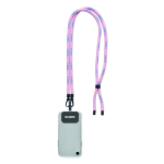 Support téléphone impression intégrale avec deux crochets et patch couleur blanc