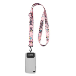 Tour de cou porte-badge impression intégrale ajustable en RPET couleur blanc