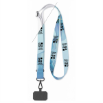 Tour de cou porte-badge impression intégrale ajustable en RPET couleur blanc vue avec zone d'impression