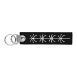 Porte-clés impression intégrale en polyester brodé avec double anneau couleur noir
