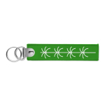 Porte-clés impression intégrale en polyester brodé avec double anneau couleur vert