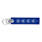 Porte-clés impression intégrale en polyester brodé avec double anneau couleur bleu roi