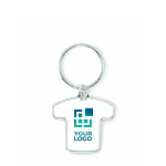 Porte-clés impression intégrale en fer en forme de maillot sportif couleur blanc vue avec zone d'impression