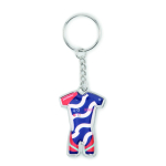 Porte clés en fer impression intégrale en forme de tenue de cyclisme couleur blanc