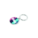 Porte-clés en fer nickelé impression intégrale de forme circulaire couleur blanc