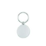 Porte-clés en fer nickelé impression intégrale de forme circulaire couleur blanc troisième vue