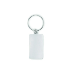 Porte-clés en fer nickelé impression intégrale de forme rectangulaire couleur blanc troisième vue