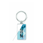 Porte-clés en fer nickelé impression intégrale de forme rectangulaire couleur blanc vue avec zone d'impression