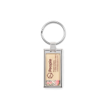 Porte-clés impression intégrale en alliage de zinc rectangulaire couleur blanc