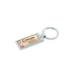 Porte-clés impression intégrale en alliage de zinc rectangulaire couleur blanc