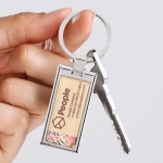 Porte-clés impression intégrale en alliage de zinc rectangulaire couleur blanc