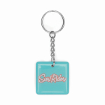 Porte-clés carré impression intégrale en PVC avec NFC préprogrammé couleur blanc