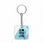 Porte-clés carré impression intégrale en PVC avec NFC préprogrammé couleur blanc vue avec zone d'impression