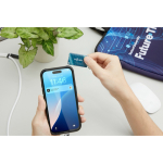 Porte-clés rectangulaire impression intégrale avec NFC préprogrammé couleur blanc