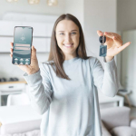 Porte-clés rectangulaire impression intégrale avec NFC préprogrammé couleur blanc