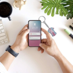 Porte-clés impression intégrale de forme personnalisée avec NFC couleur blanc