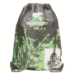 Sac à cordons impression intégrale en polyester avec coins noirs en PU couleur blanc