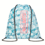 Sac à dos impression intégrale en RPET avec cordons noirs couleur blanc