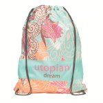 Sac à dos impression intégrale en RPET avec cordons noirs couleur blanc