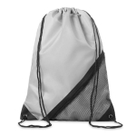 Sac à cordons impression intégrale en polyester avec poche en filet couleur blanc