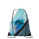 Sac à cordons impression intégrale en polyester avec poche en filet couleur blanc vue avec zone d'impression