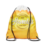 Sac à dos à cordons impression intégrale en polyester au toucher doux couleur blanc
