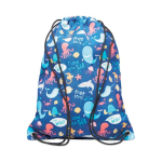 Sac à cordons en polyester impression intégrale avec cordons noirs couleur blanc