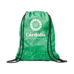 Sac à cordons en polyester impression intégrale avec cordons noirs couleur blanc