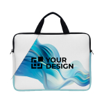 Sacoche pour PC impression intégrale en néoprène résistante à l’eau couleur blanc vue avec zone d'impression