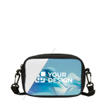 Sac bandoulière impression intégrale en néoprène avec sangle réglable couleur blanc vue avec zone d'impression