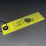 Porte-clés rectangulaire et réfléchissant avec impression intégrale couleur jaune fluorescent