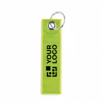 Porte-clés rectangulaire et réfléchissant avec impression intégrale couleur jaune fluorescent vue avec zone d'impression